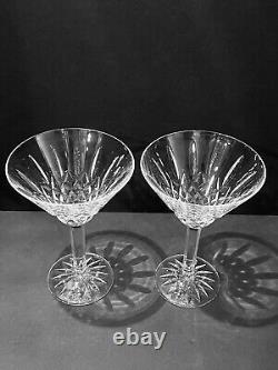 WATERFORD CRYSTAL SET of 2 LISSADEL 6 1/2 x 4 1/2 8 oz Martini Glasses MINT