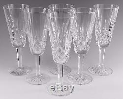 WATERFORD Crystal LISMORE Cut Champagne Flute Glasses Set of 6