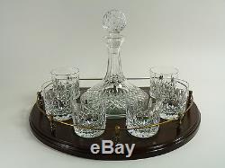 WATERFORD Crystal LISMORE Cut Ships Decanter, 6 Tumblers & Tray