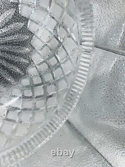 WATERFORD Killeen Fancy Cut Crystal Glass Centerpiece Console Bowl Crosshatch