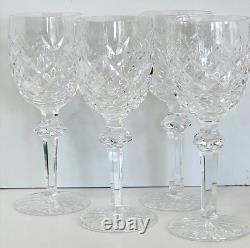 WATERFORD POWERSCOURT Hand Cut Crystal Claret Wine Glasses (4) 7 1/8 MINT