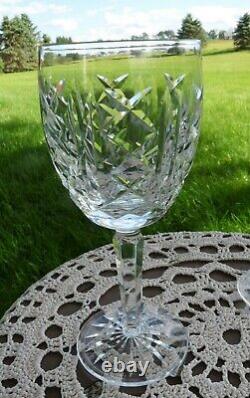 WATERFORD Signed Cut Crystal GLENGARRIFF SET 4 WATER GOBLET GLASS STEMWARES