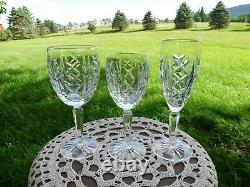 WATERFORD Signed Cut Crystal GLENGARRIFF SET 4 WATER GOBLET GLASS STEMWARES