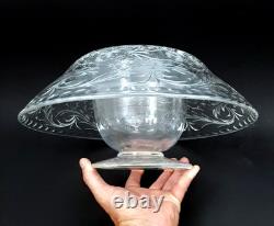 WEBB CORBETT Signed Rock Crystal Engraved Cut Glass 12 Centerpiece Bowl Vase