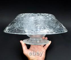 WEBB CORBETT Signed Rock Crystal Engraved Cut Glass 12 Centerpiece Bowl Vase
