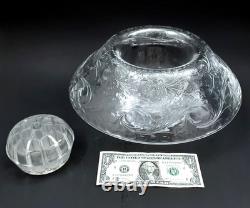 WEBB CORBETT Signed Rock Crystal Engraved Cut Glass 12 Centerpiece Bowl Vase