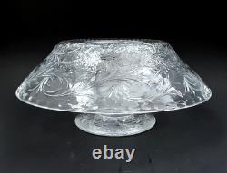 WEBB CORBETT Signed Rock Crystal Engraved Cut Glass 12 Centerpiece Bowl Vase