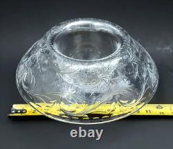 WEBB CORBETT Signed Rock Crystal Engraved Cut Glass 12 Centerpiece Bowl Vase