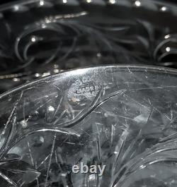 WEBB CORBETT Signed Rock Crystal Engraved Cut Glass 12 Centerpiece Bowl Vase