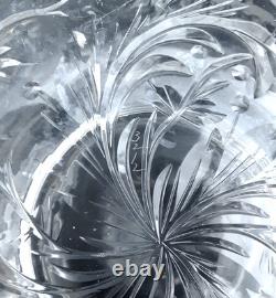 WEBB CORBETT Signed Rock Crystal Engraved Cut Glass 12 Centerpiece Bowl Vase