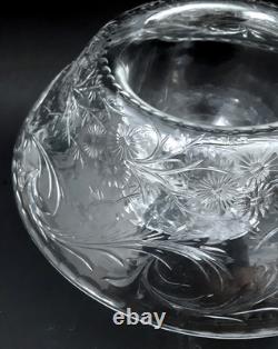 WEBB CORBETT Signed Rock Crystal Engraved Cut Glass 12 Centerpiece Bowl Vase