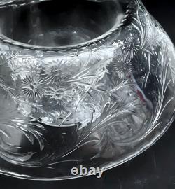 WEBB CORBETT Signed Rock Crystal Engraved Cut Glass 12 Centerpiece Bowl Vase