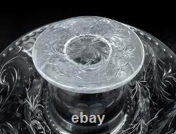 WEBB CORBETT Signed Rock Crystal Engraved Cut Glass 12 Centerpiece Bowl Vase