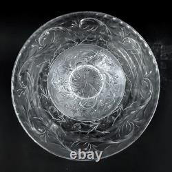 WEBB CORBETT Signed Rock Crystal Engraved Cut Glass 12 Centerpiece Bowl Vase