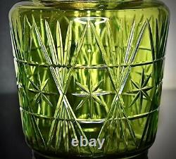 WMF Art Nouveau Best Nickel Silver Plated Biscuit Box Green Cut Crystal Glass