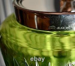 WMF Art Nouveau Best Nickel Silver Plated Biscuit Box Green Cut Crystal Glass