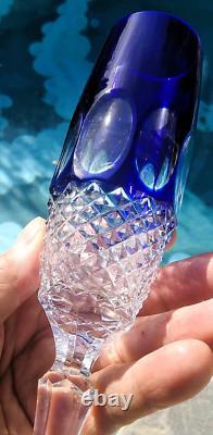WOW! Godinger Mouth Blown Hand Cut Cased Crystal Cobalt Blue Champagne Flutes
