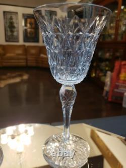 Water Goblets & Wine Glass, cut Crystal SIGNED Saint St Louis cross-cut diamond