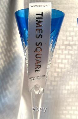 Waterford 2022 Gift Of Wisdom Times Square Flutes Aqua Blue Cut To Clear Crystal