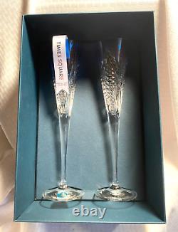 Waterford 2022 Gift Of Wisdom Times Square Flutes Aqua Blue Cut To Clear Crystal