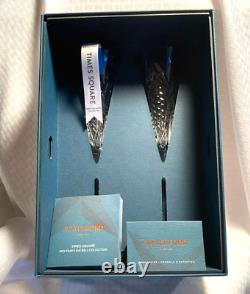 Waterford 2022 Gift Of Wisdom Times Square Flutes Aqua Blue Cut To Clear Crystal