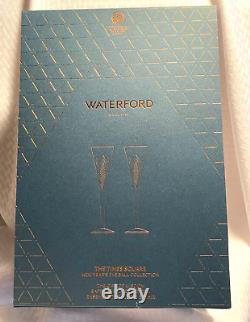 Waterford 2022 Gift Of Wisdom Times Square Flutes Aqua Blue Cut To Clear Crystal