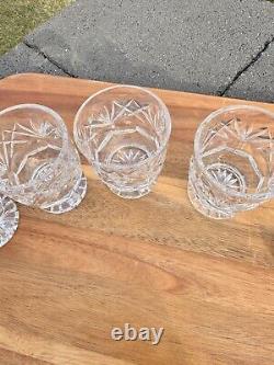 Waterford Ashling Cut Crystal Footed Juice Glasses Tumblers 3 7/8Set Of 5