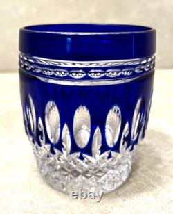 Waterford Blue Cut To Clear Crystal Clarendon Double Old Fashion Whiskey Glass