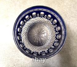 Waterford Blue Cut To Clear Crystal Clarendon Double Old Fashion Whiskey Glass