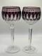 Waterford Clarendon Amethyst Cut to Clear Hock Wine Glasses Pair with Box Retired