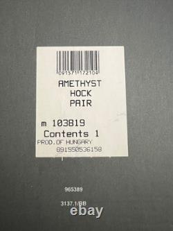 Waterford Clarendon Amethyst Cut to Clear Hock Wine Glasses Pair with Box Retired