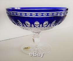 Waterford Clarendon Cobalt Blue Cased cut to Clear Crystal Compote Dish