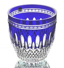 Waterford Clarendon Cobalt Blue Cut to Clear Cased Crystal Ice Wine Bucket New