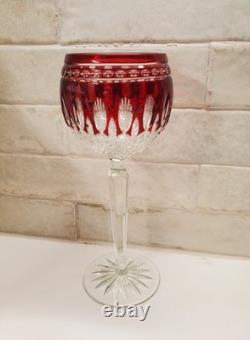 Waterford Clarendon Ruby Red Hock Wine Glass / Cut Crystal Wine Stemware / Mint
