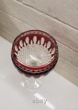 Waterford Clarendon Ruby Red Hock Wine Glass / Cut Crystal Wine Stemware / Mint