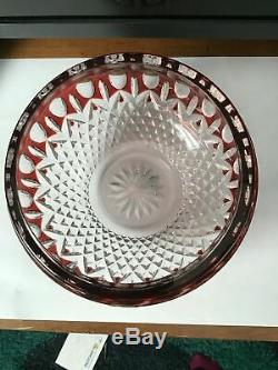 Waterford Clarendon Ruby Red to Clear Cut Crystal Bowl MINT CONDITION