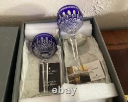 Waterford Clarendon Wine Cobalt Blue Cut To Clear Goblets. Nib. 12. Two Goblets