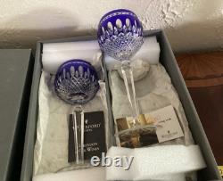 Waterford Clarendon Wine Cobalt Blue Cut To Clear Goblets. Nib. 12. Two Goblets