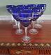 Waterford Cobalt Blue Cut Crystal Serenity Language Jewel Wine Glass Set Of (10)