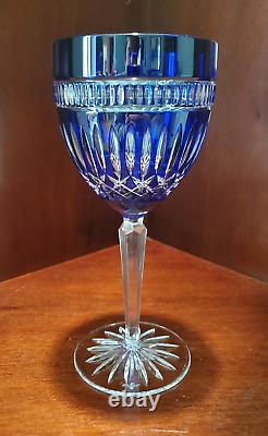 Waterford Cobalt Blue Cut Crystal Serenity Language Jewel Wine Glass Set Of (10)