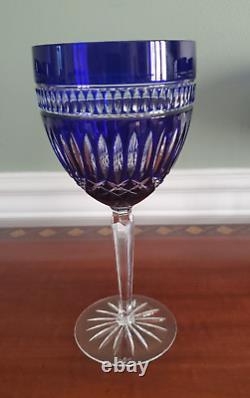 Waterford Cobalt Blue Cut Crystal Serenity Language Jewel Wine Glass Set Of (10)