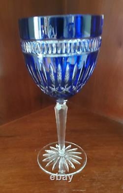 Waterford Cobalt Blue Cut Crystal Serenity Language Jewel Wine Glass Set Of (10)