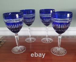 Waterford Cobalt Blue Cut Crystal Serenity Language Jewel Wine Glass Set Of (10)