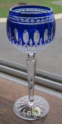 Waterford Cobalt Blue Cut To Clear Cased Crystal CLARENDON Wine Hock Goblet