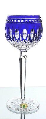 Waterford Cobalt Blue Cut to Clear Crystal Clarendon Wine Hock Goblet New