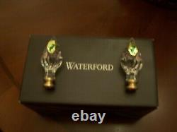 Waterford Crystal3 Kieran Hand Finished Wedge Cuts Acorn Finials (1-Pair) NIB