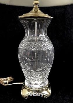 Waterford Crystal 22 Thumbprint Cut Table Lamp withShade Signed Made in Ireland
