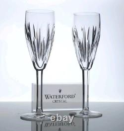 Waterford Crystal CARINA Set/2 Champagne Flutes EXCELLENT Vertical Cut