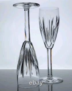 Waterford Crystal CARINA Set/2 Champagne Flutes EXCELLENT Vertical Cut