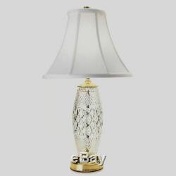Waterford Crystal Chelsea 22.5 Diamond & Wedge Cut Table Lamp with Cotton Shade